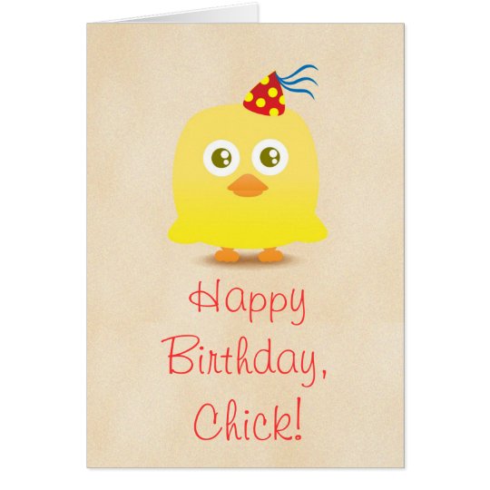 Cute chicken with party hat happy birthday card | Zazzle