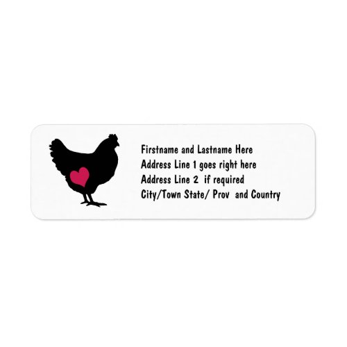 Cute Chicken with Pink Heart Label