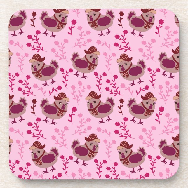 Cute Chickens Beverage Coaster (Front)