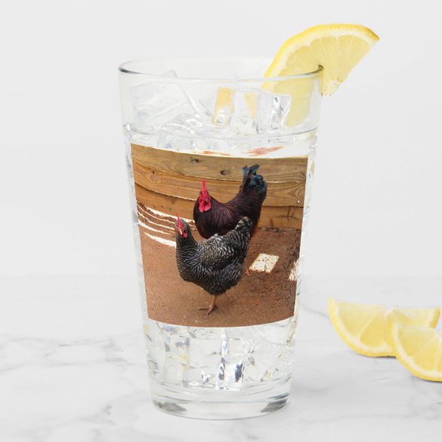 Cute Chickens - Farm Life Series- Glass Tumbler (Back Ice)