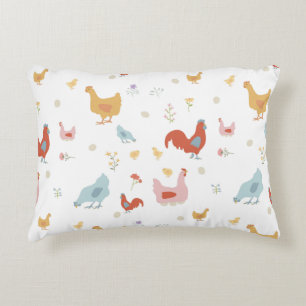 Cute Chickens Hens and Baby Chicks Accent Pillow
