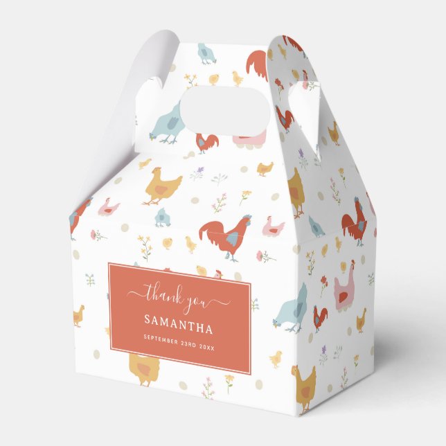 Cute Chickens Hens and Baby Chicks Favor Boxes (Front Side)