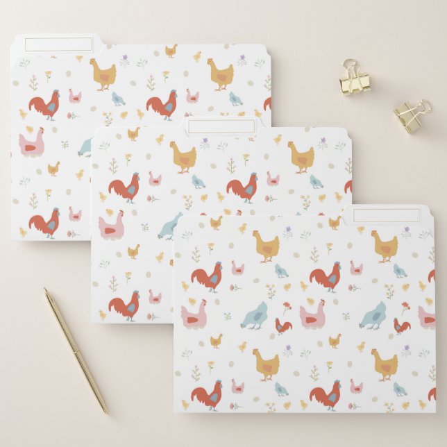 Cute Chickens Hens and Baby Chicks File Folder (Set)