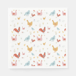 Cute Chickens Hens and Baby Chicks Napkins