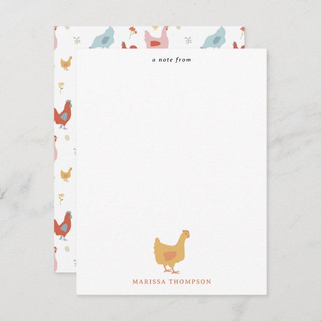 Cute Chickens Hens and Baby Chicks Note Card (Front/Back)