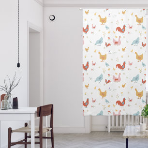 Cute Chickens Hens and Baby Chicks Nursery Girl Blackout Curtains