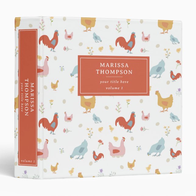 Cute Chickens Hens and Baby Chicks Photo Album 3 Ring Binder (Front/Spine)