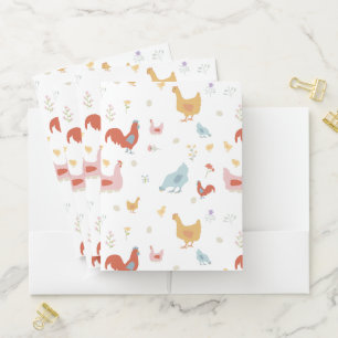 Cute Chickens Hens and Baby Chicks Pocket Folder