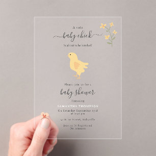 Cute Chickens Hens Chicks Hatched Baby Shower Acrylic Invitations