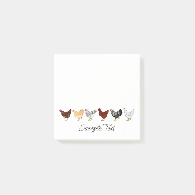 cute chickens in a row post-it notes (Front)