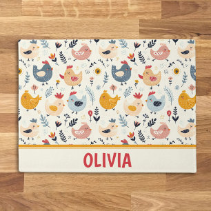 Cute Chickens in the Farm Personalized Doormat
