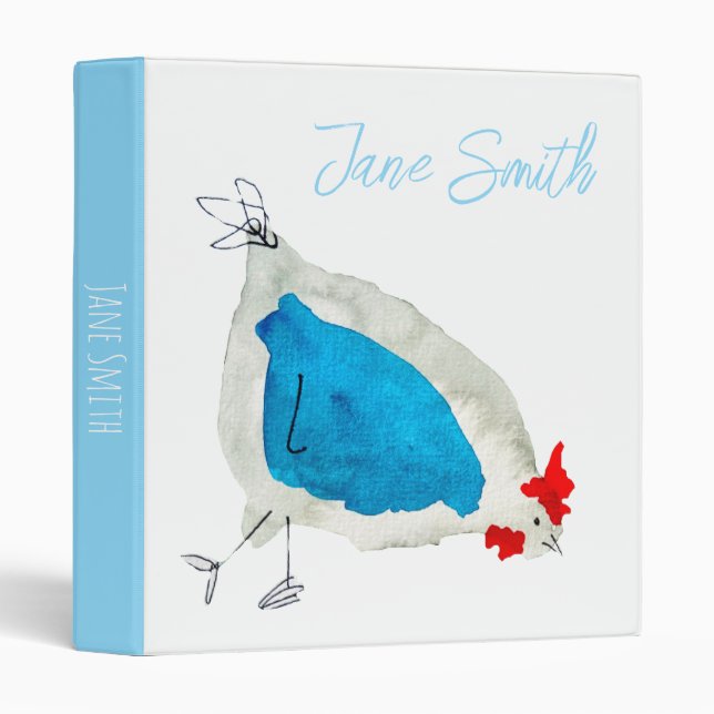 Cute chickens watercolor 3 ring binder (Front/Spine)