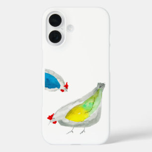 Cute chickens watercolor art iPhone 16 case