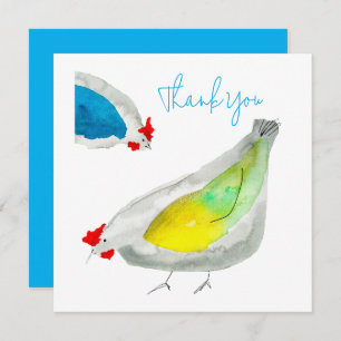 Cute chickens watercolor art note card
