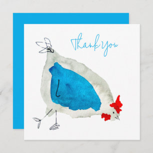 Cute chickens watercolor art note card