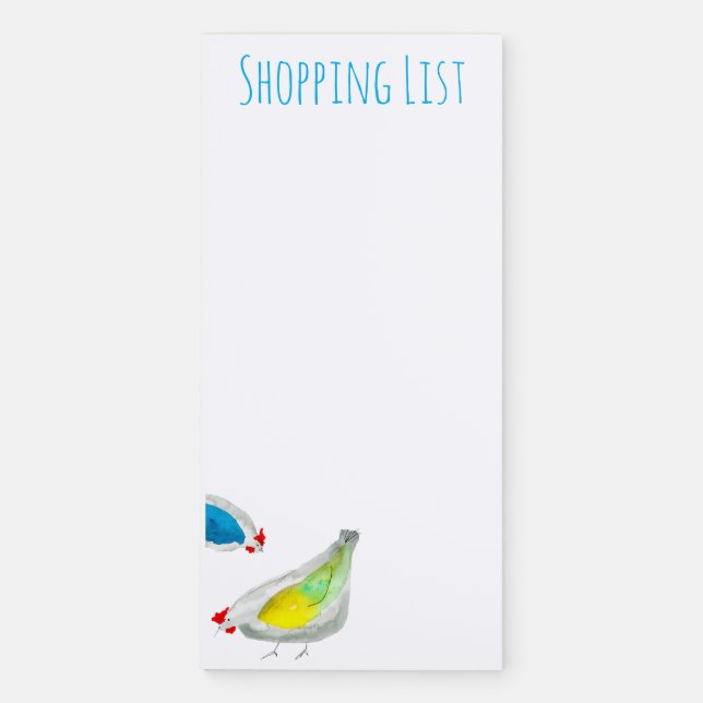 Cute chickens watercolor magnetic notepad (Front)