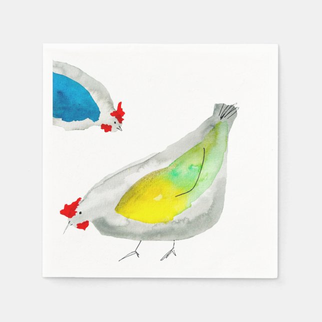 Cute chickens watercolor napkins (Front)