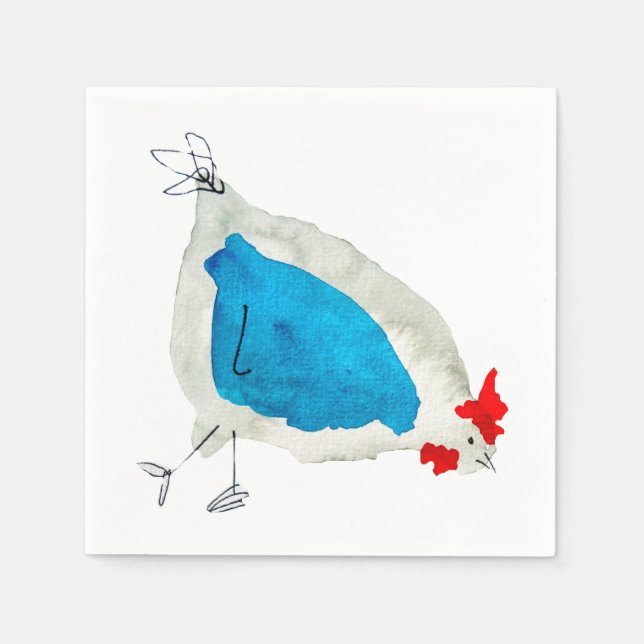 Cute chickens watercolor napkins (Front)
