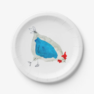 Cute chickens watercolor paper plates