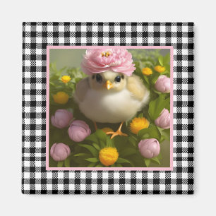 Cute Chicks and Flowers Easter Magnet