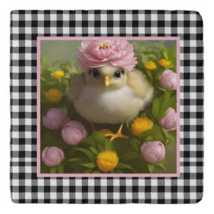 Cute Chicks and Flowers Easter   Trivet