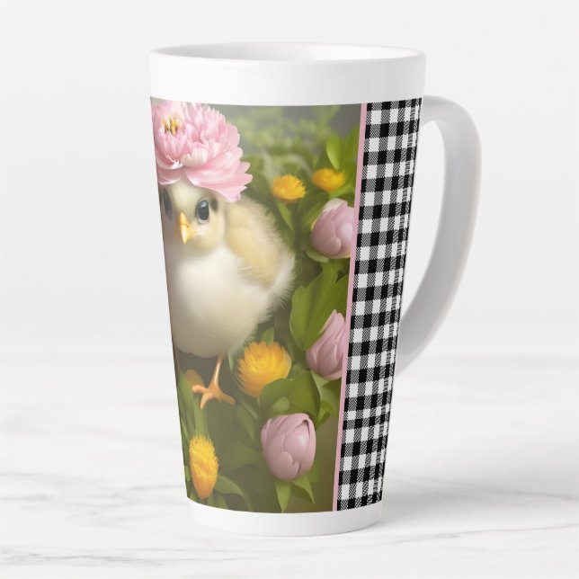 Cute Chicks and Flowers Spring  Latte Mug (Right Angle)