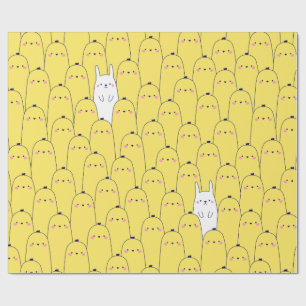 Cute Chicks Bunny Pattern Merry Easter Gift Wrapping Paper