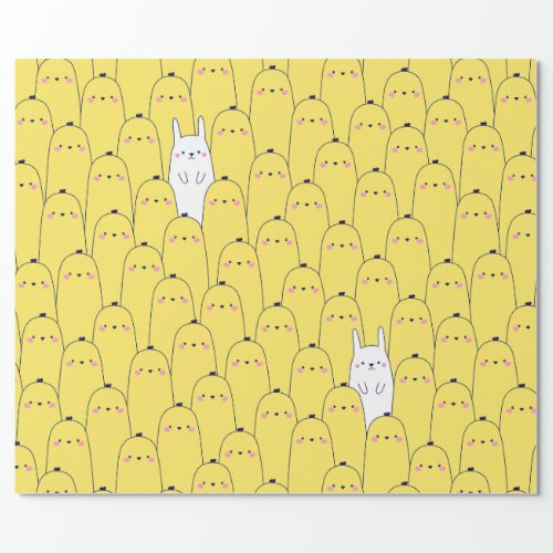 Cute Chicks Bunny Pattern Merry Easter Gift Wrapping Paper