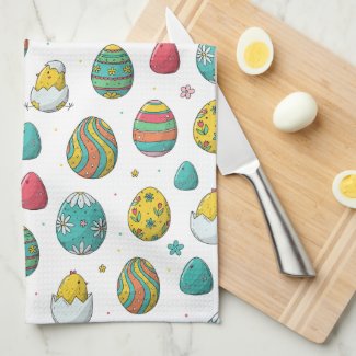 Cute Chicks Decorative Easter Eggs Pattern