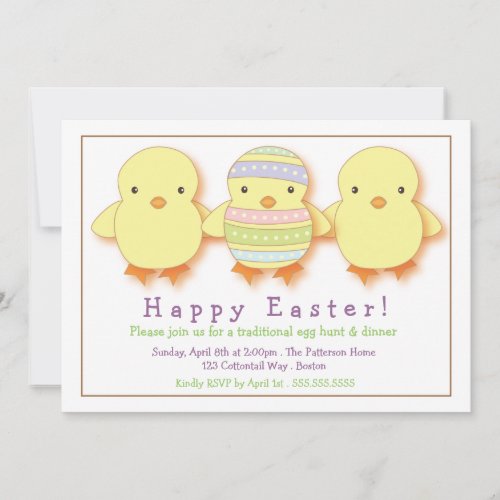 Cute Chicks Easter Egg Decoration Party Invitation