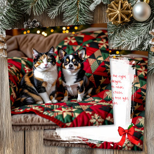 Cute Chihuahua and Cat Christmas Holiday Card