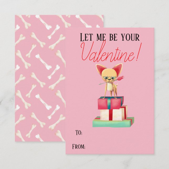 Cute Chihuahua Be My Valentine Valentine Card (Front/Back)