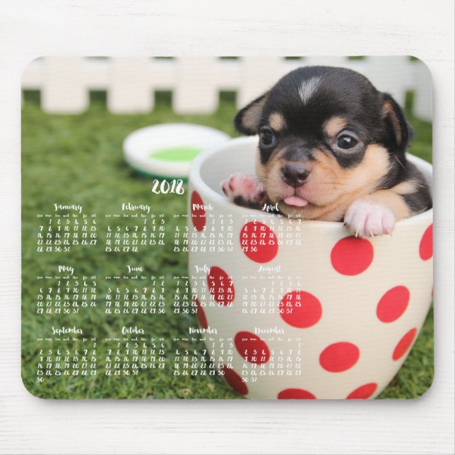Cute Chihuahua Calendar 2018 Mouse Pad (Front)