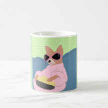 Cute Chihuahua Chiweenie pink robe illustration