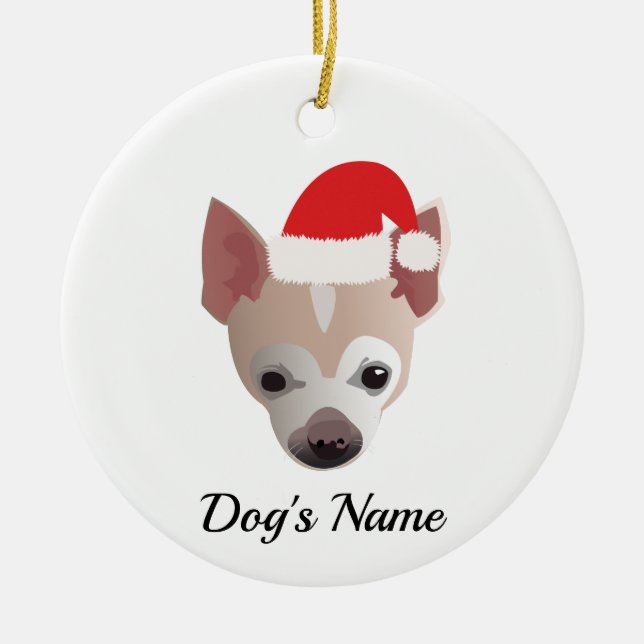 Cute Chihuahua Christmas Ceramic Ornament (Front)