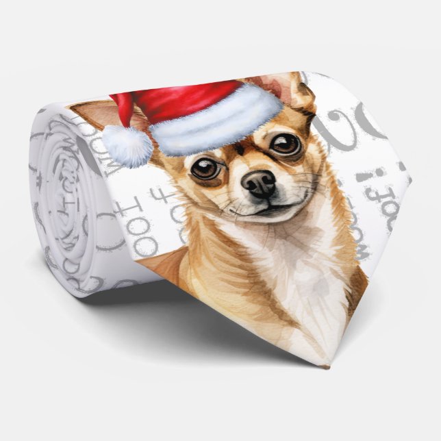Cute Chihuahua Christmas Dog Lover Holiday Neck Tie (Rolled)