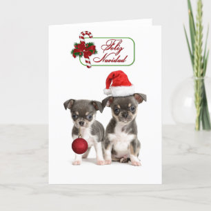 Cute Chihuahua Christmas Puppies Holiday Card