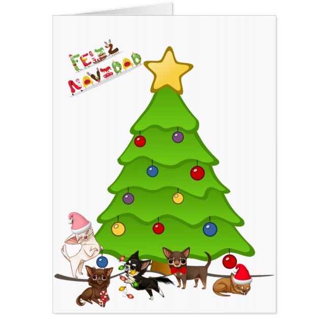 Cute Chihuahua Christmas Tree Card (Front)
