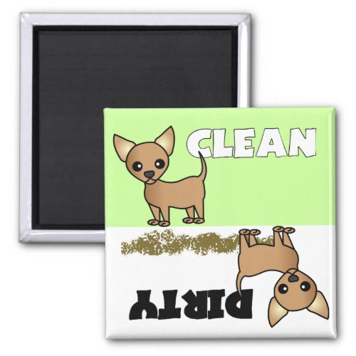 Cute Chihuahua Clean  Dirty Dishwasher Magnet