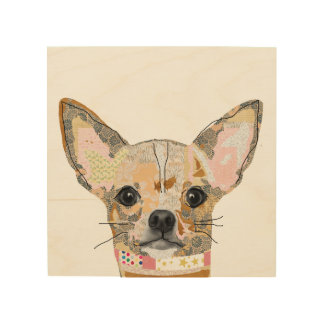 Cute Chihuahua Collage on wood Wood Wall Art