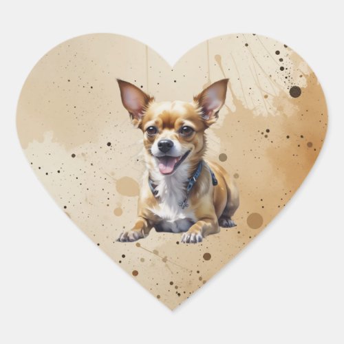 Cute Chihuahua Cross Dog Pet Animal Heart Sticker