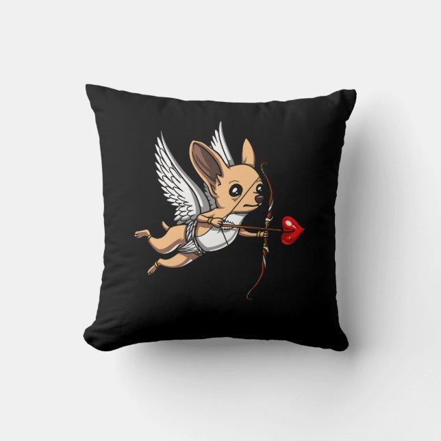 Cute Chihuahua Cupid Dog Throw Pillow (Front)