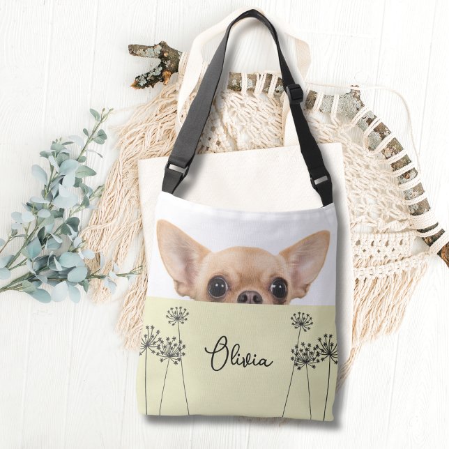 Cute Chihuahua Dandelion Personalized Crossbody Bag (Creator Uploaded)