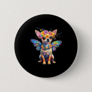 Cute Chihuahua Dog Angel With Wings  Button