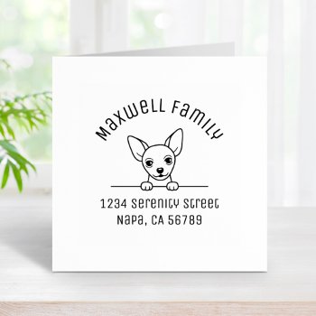 Cute Chihuahua Dog Arch Family Address Rubber Stamp by Chibibi at Zazzle