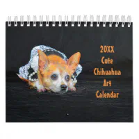 Cute Chihuahua Dog Art Design 2024 Monthly Calendar | Zazzle