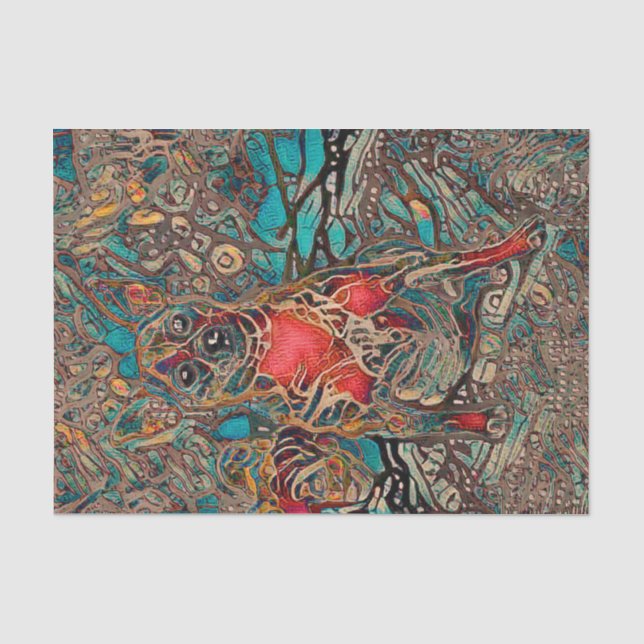 Cute Chihuahua Dog Art Teal Brown Portrait Tissue Paper (Front)