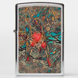 Cute Chihuahua Dog Art Teal Brown Portrait Zippo Lighter