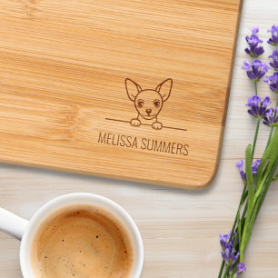 Cute Chihuahua Dog Custom Name Engraved Cutting Board