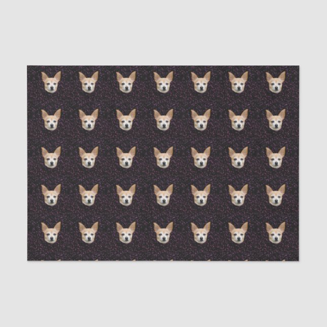 Cute Chihuahua Dog Elegant Purple Pattern Glitter Tissue Paper (Front)